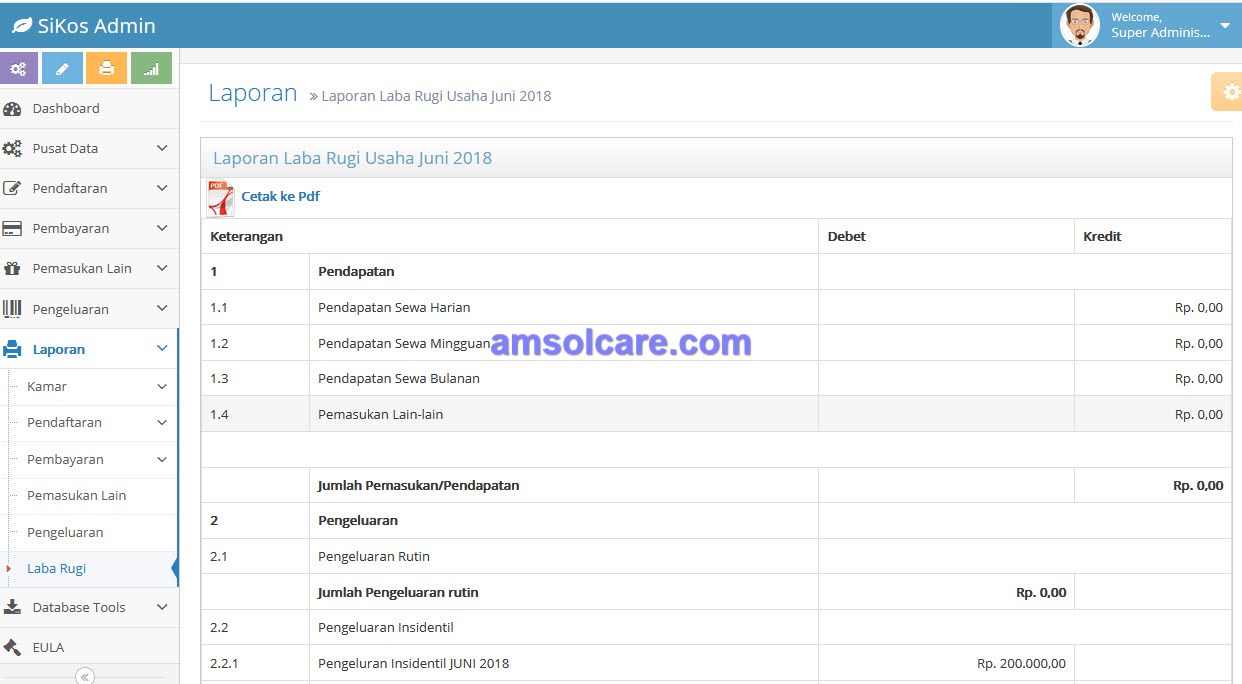 Software Sistem Informasi Kos-kosan/ Rent Room versi 3